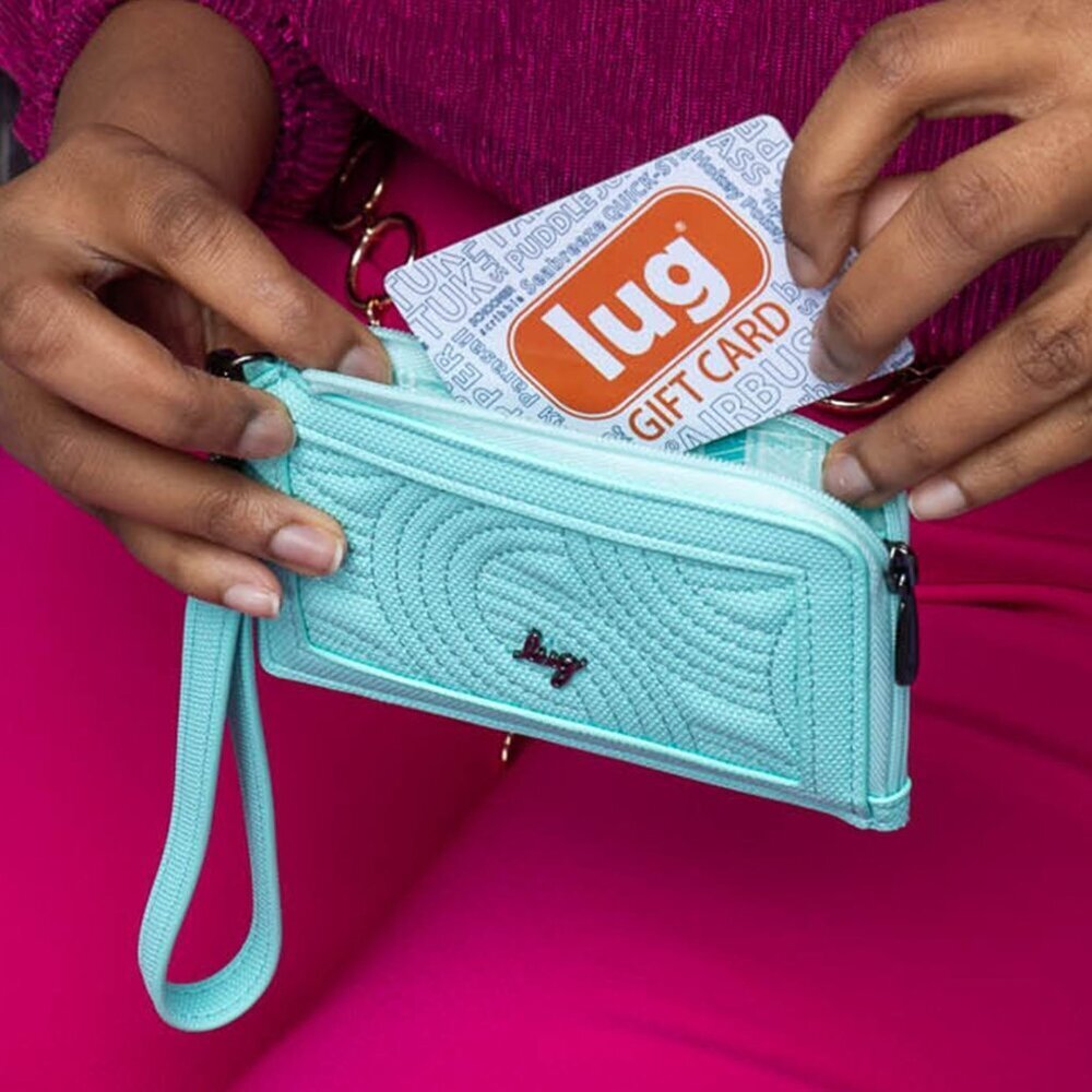 LUG Twirl Matte Luxe VL (Vegan Leather) RFID Wristlet Wallet - Diamond Silver - Picture 6 of 9